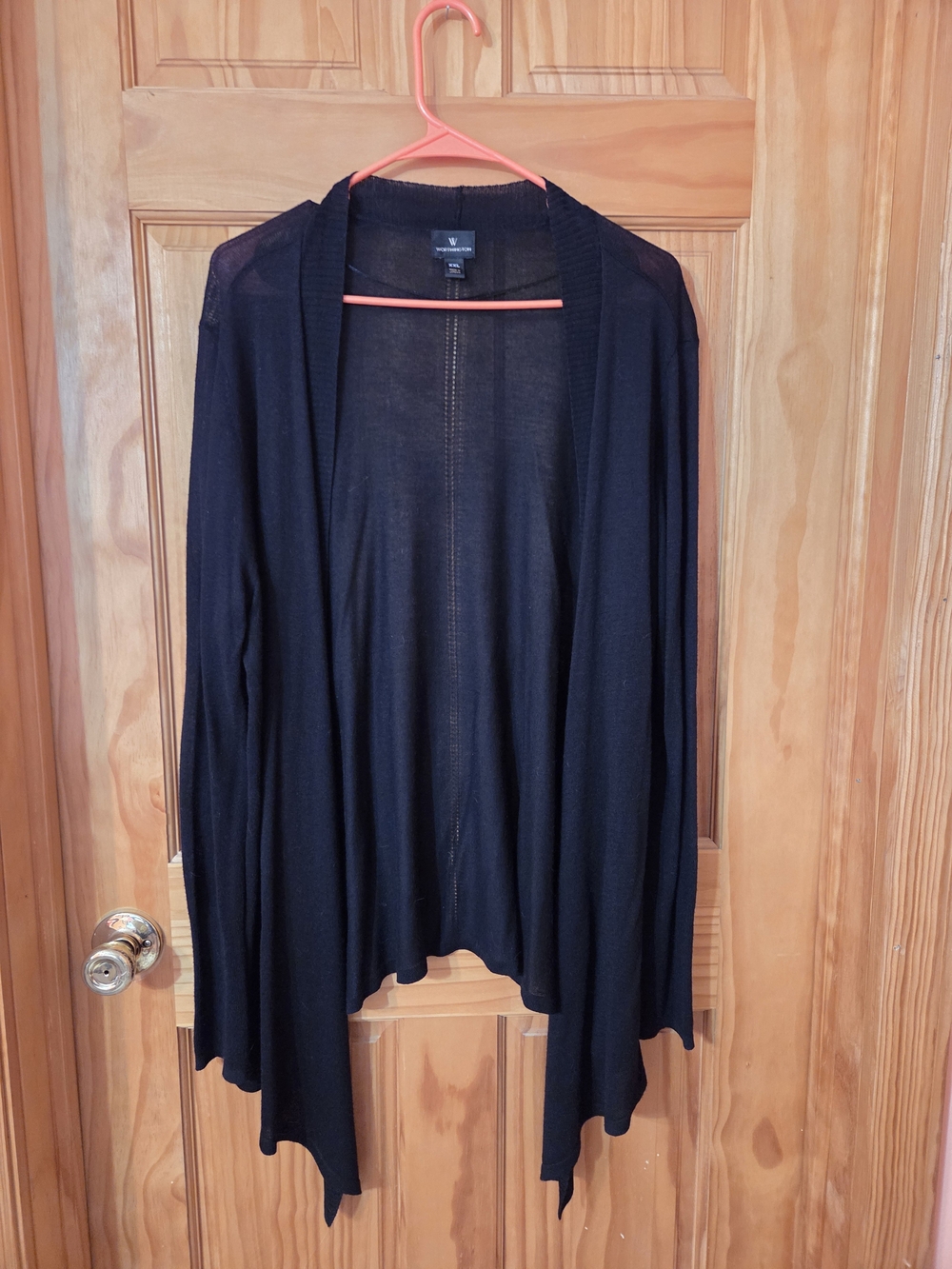 Worthington Black Open-Front Draped Cardigan
